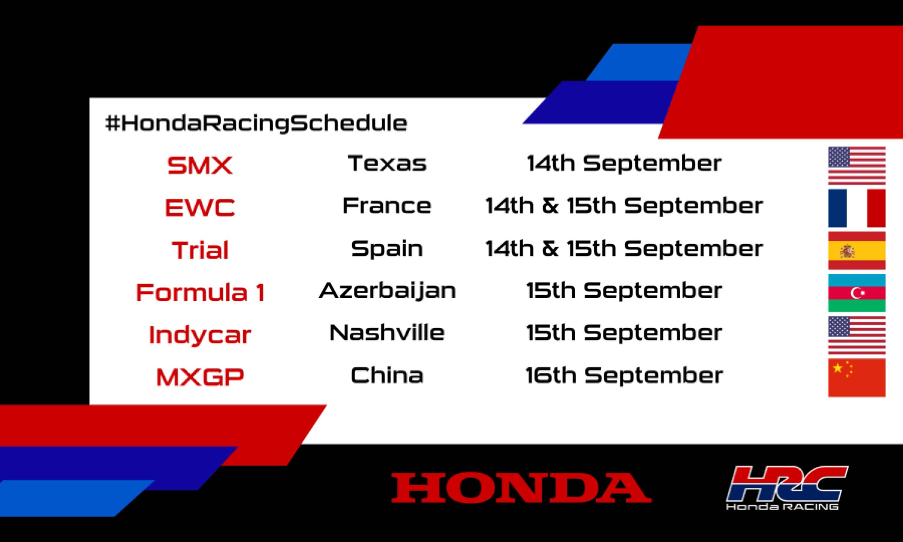 This weekend's racing