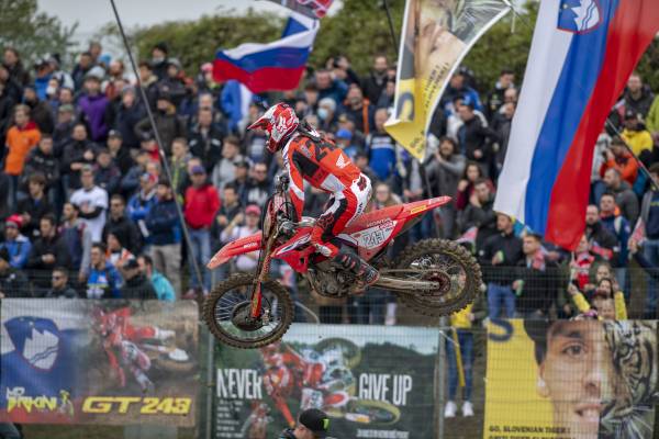 2021 podium finale for Team HRC’s Tim Gajser in Italy