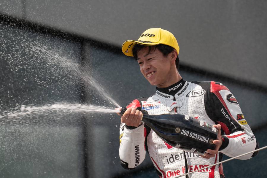 Ogura on his first Moto2 podium in Round 11, Austria