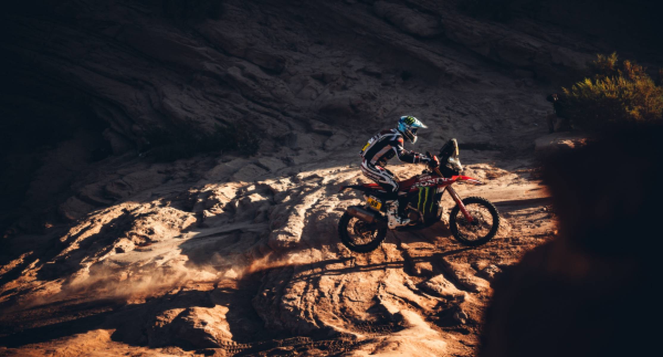 Monster Energy Honda HRC riders battle the dust to secure stage one podiums