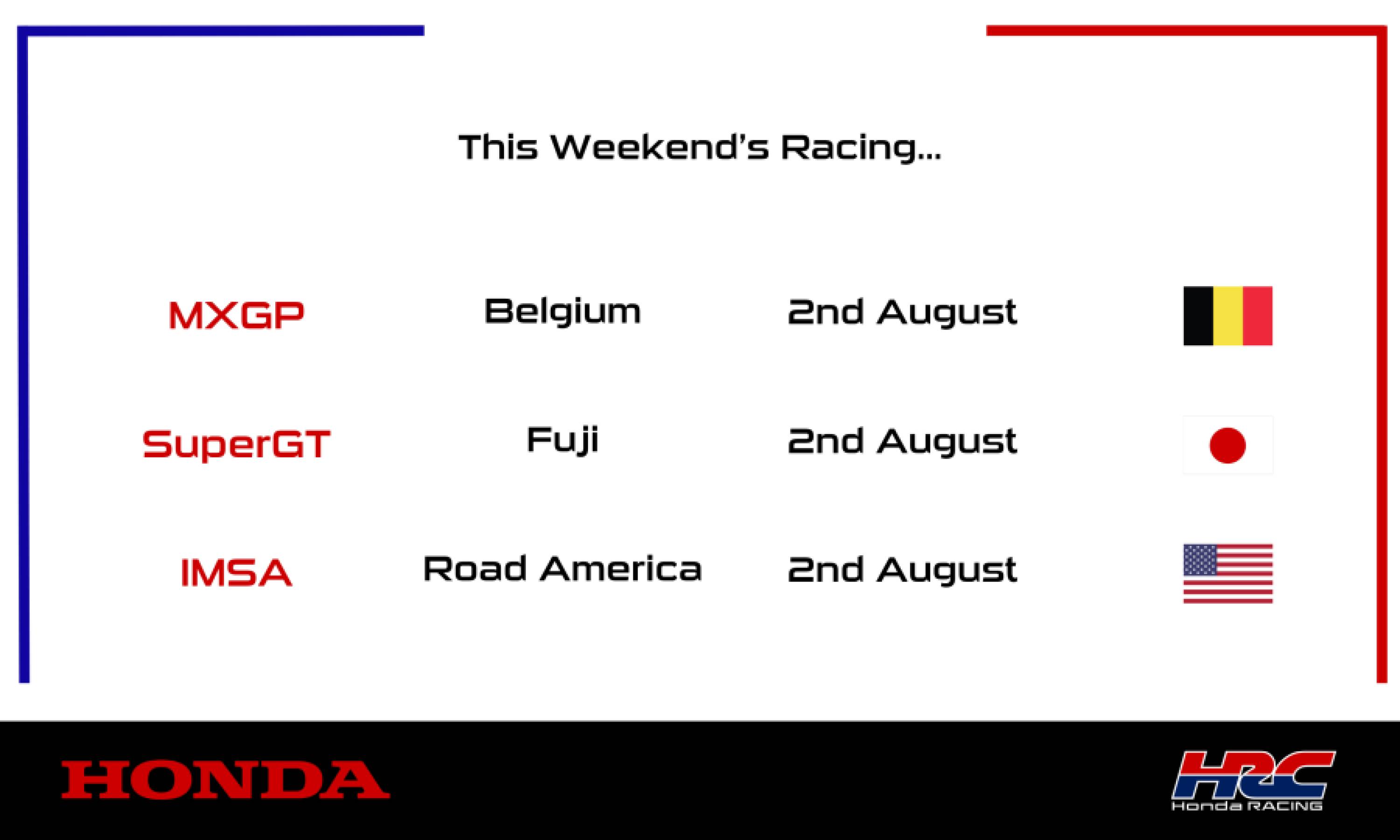 This weekend's racing
