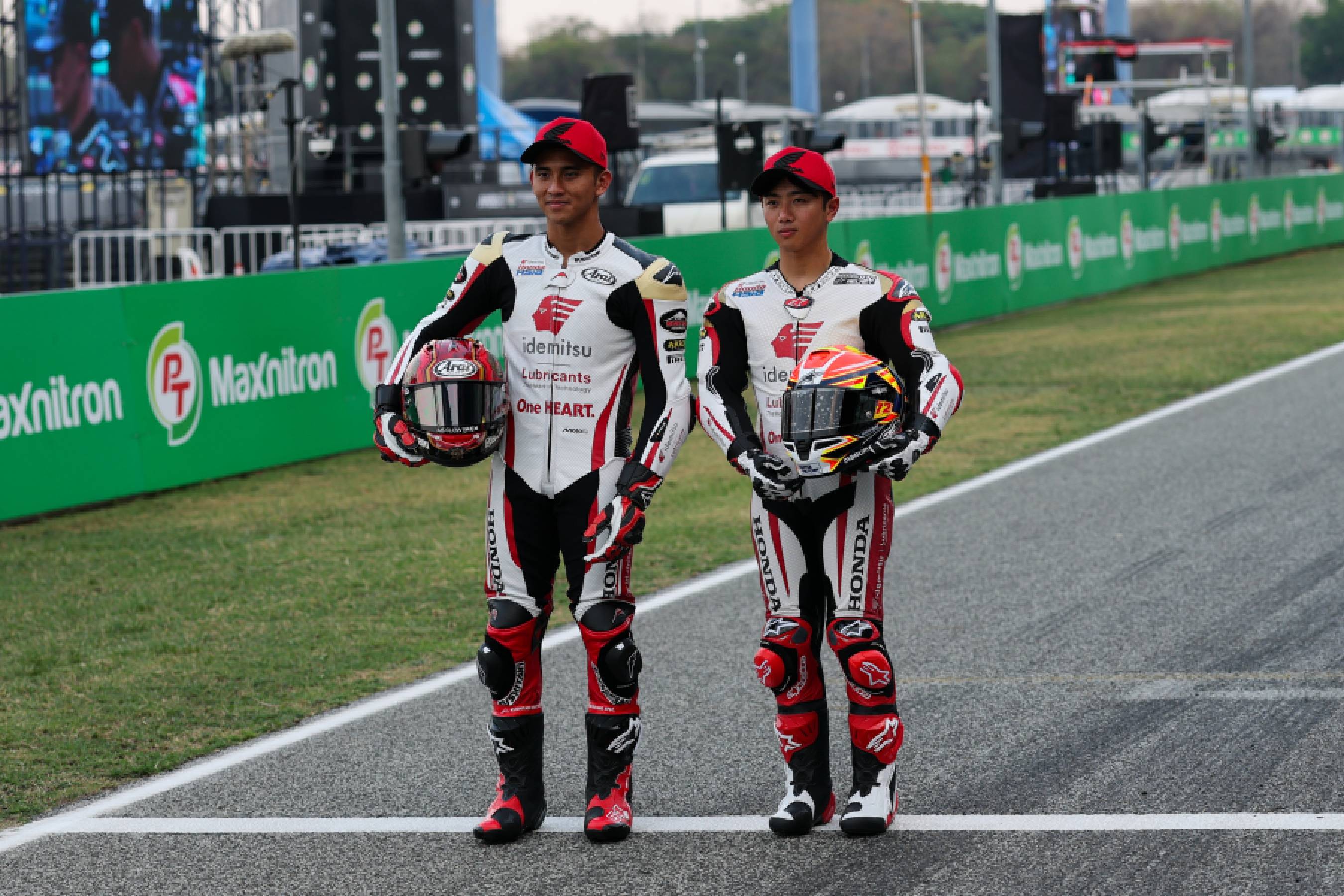The Moto2 class features Mario Aji (pictured left) alongside Taiyo Furusato (right), who has stepped up from Moto3. 