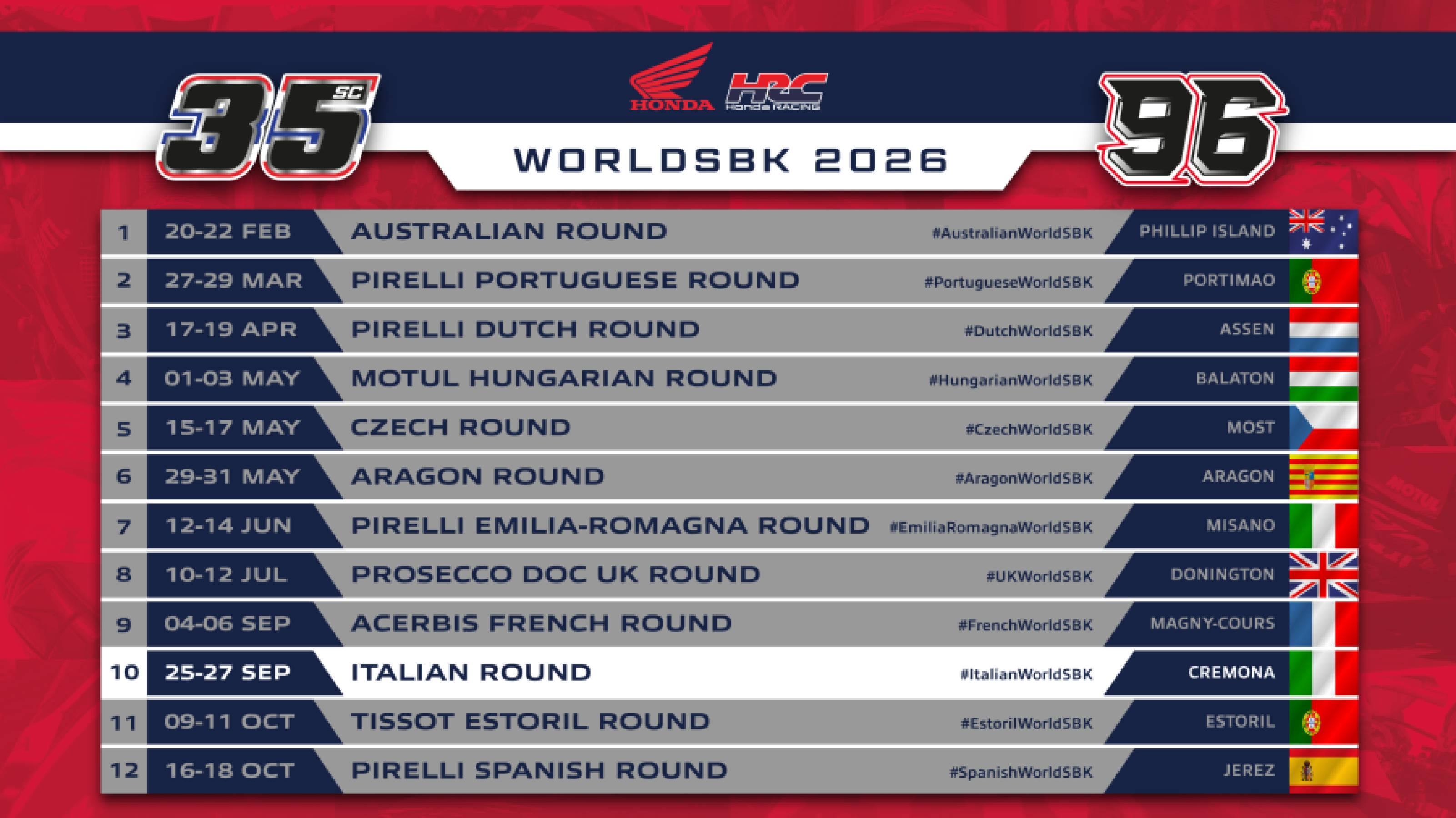 Cremona calls as Honda HRC returns to Italy for WorldSBK round ten