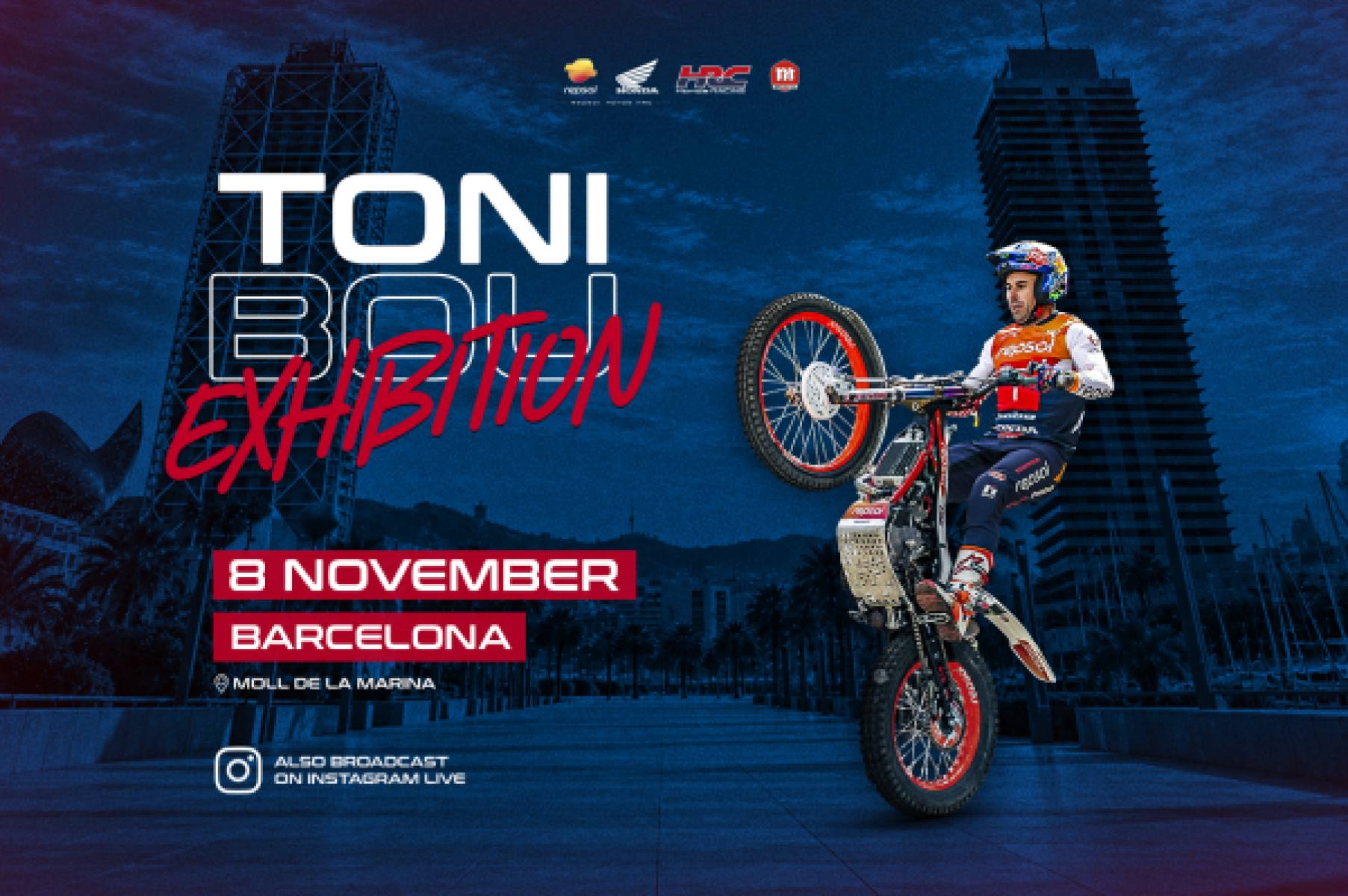 Toni Bou celebrates his 40 world titles with a trials exhibition in Barcelona, open to the public