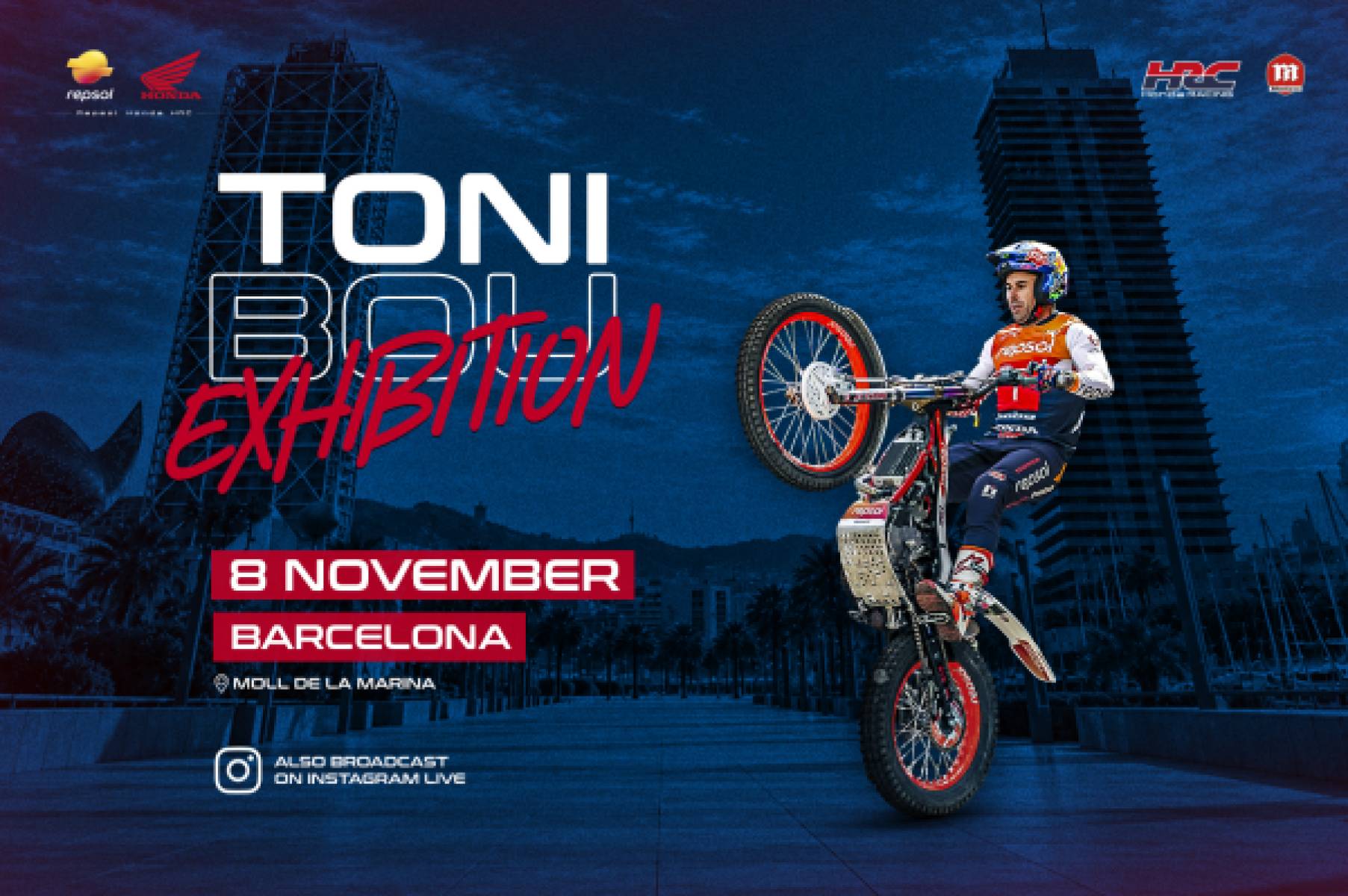 Toni Bou celebrates his 40 world titles with a trials exhibition in Barcelona, open to the public