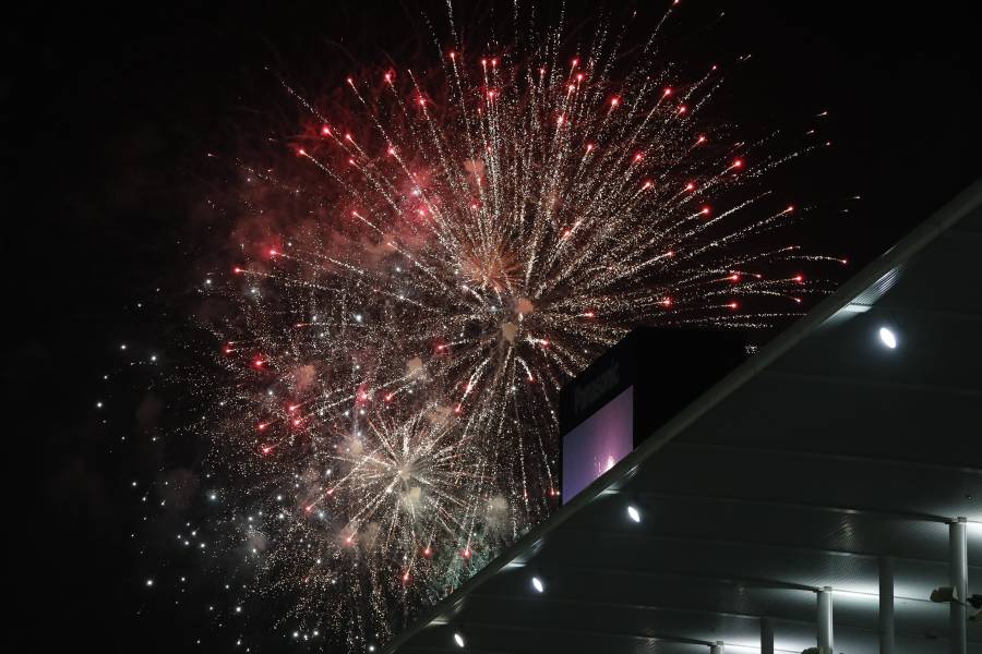 Post-race ceremony fireworks signal the end of the summer festival