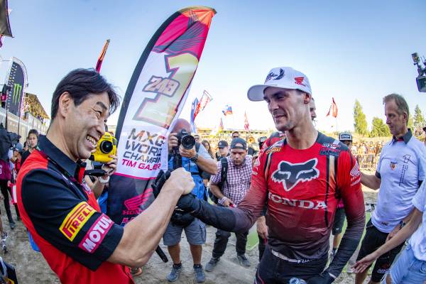 Team HRC's Tim Gajser wins the MXGP World Championship in Finland