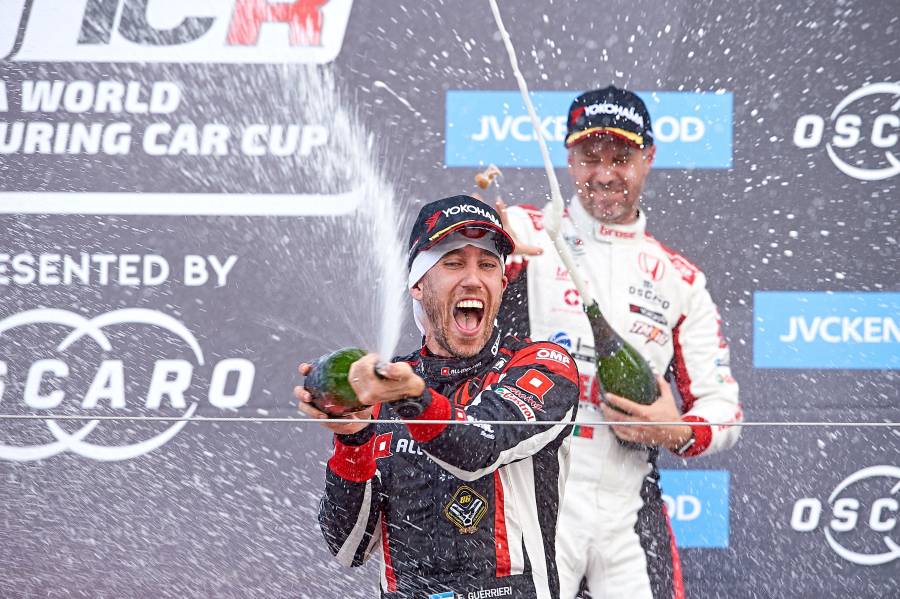 Esteban Guerrieri celebrates winning at Suzuka