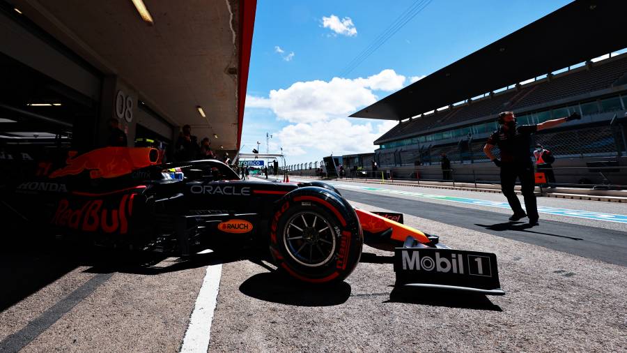 Checo Leaves The Garage During Qualifying